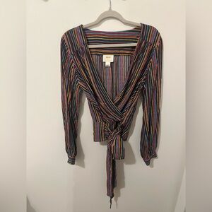 Anthropologie Maeve Lisa Puff Sleeve Tie Blouse